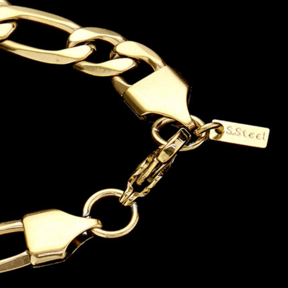 Gold Chain Link Necklace Casual Figaro Stainless Steel Mens Womens Unisex Style - Picture 5 of 8